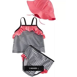 Baby Girls 3-Pc. Striped Tankini Set, Created for Macy's NWT size 3-6 mos
